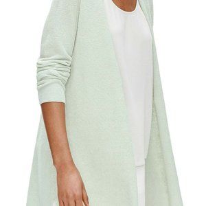 Eileen Fisher Mist Organic Linen Crepe Stretch Long Cardigan